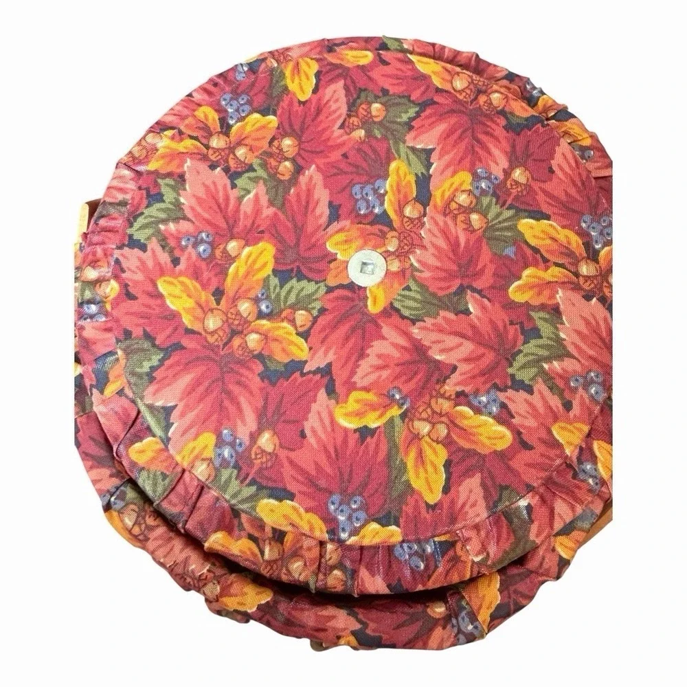 Longaberger Hostess Large Pumpkin Basket W/ Fall Foliage Fabric Liner & Lid